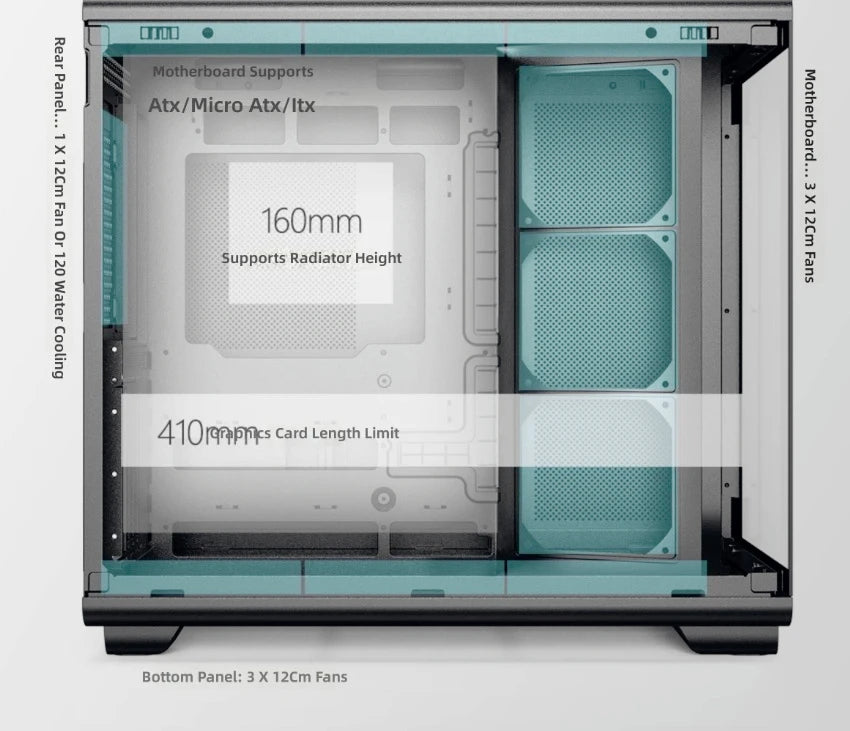 4 RGB Fans Included Gaming PC Case with LCD Screen, ATX MATX Tempered Glass, Supports 400mm GPU 360 Liquid Cooler