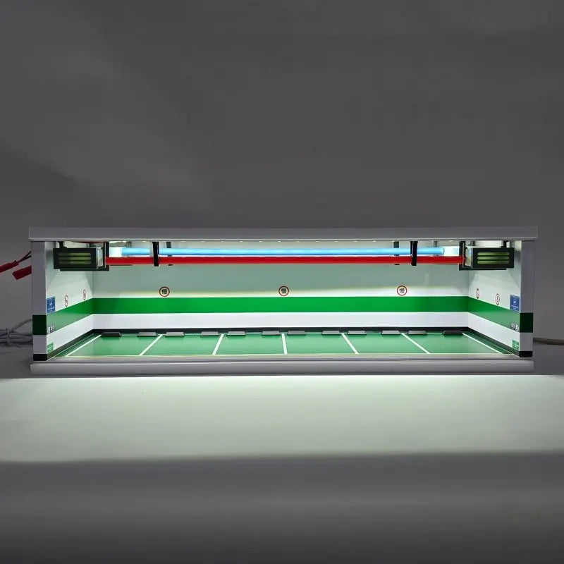 1:43 PVC Car Model Storage Parking Lot Scene Model Acrylic Dustproof Door RC Drift Garage Display Dustproof Box with LED Lights