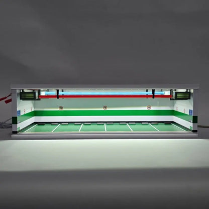 1:43 PVC Car Model Storage Parking Lot Scene Model Acrylic Dustproof Door RC Drift Garage Display Dustproof Box with LED Lights