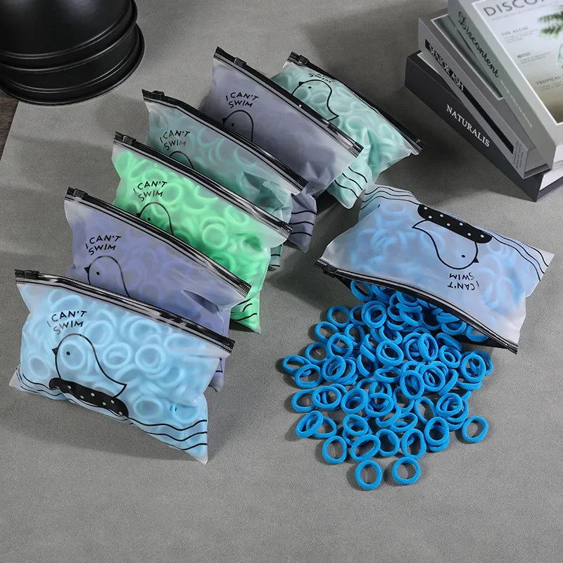 200Pcs Children's Hair Band Headgear Baby Rubber Band Women's Tie Head Girls' Headband High Elasticity Rope Hair Accessories