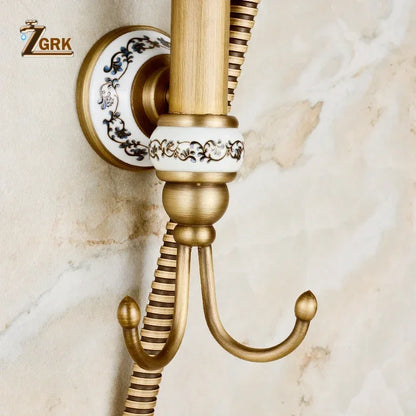 Brass Luxury Bathroom Shower Antique Bronze Finished Wall Mounted Lifting Bathroom Shower Mixer Set Portable Shower