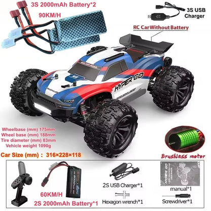 90KM/H Brushless RC Car 4WD Big Electric High Speed Off-Road Climbing Remote Control Drift Car Vehical Truck RC Racing Car Toys