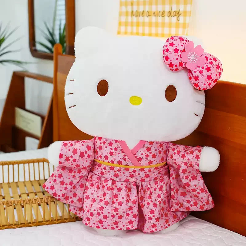 Japanese Style Sakura Pink Kimono Hello Kitty Plush Doll Toy Cute Soft Cushion Room Sofa Decor Pillow Companion Doll Girl Gift
