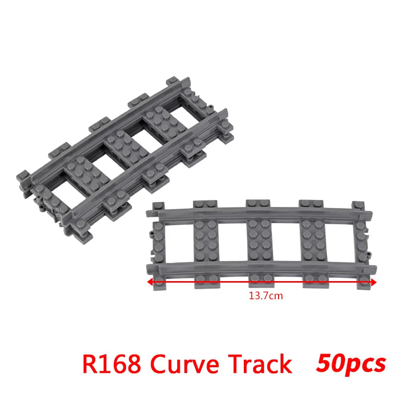 MOC City Bricks Train Flexible Construction Parts Railway Curve Track Building Blocks Model Accessories Compatible with 53401