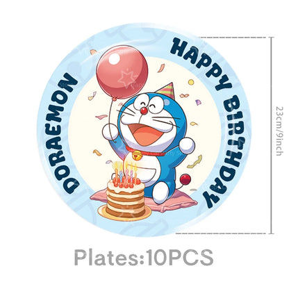 Cartoon Doraemoned Birthday Party Decoration Tableware Cup Plate Tablecloth Napkin Backdrop Cartoon Cat Party Favors Supplies