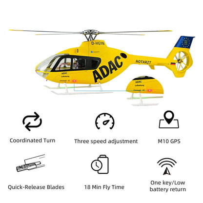 FLYWING EC135 RC Helicopter LED Light ACE Flight Control EC135 Scale Helicopter 470 Size RC Helicopters 4 Blade 6CH RC Helicopte
