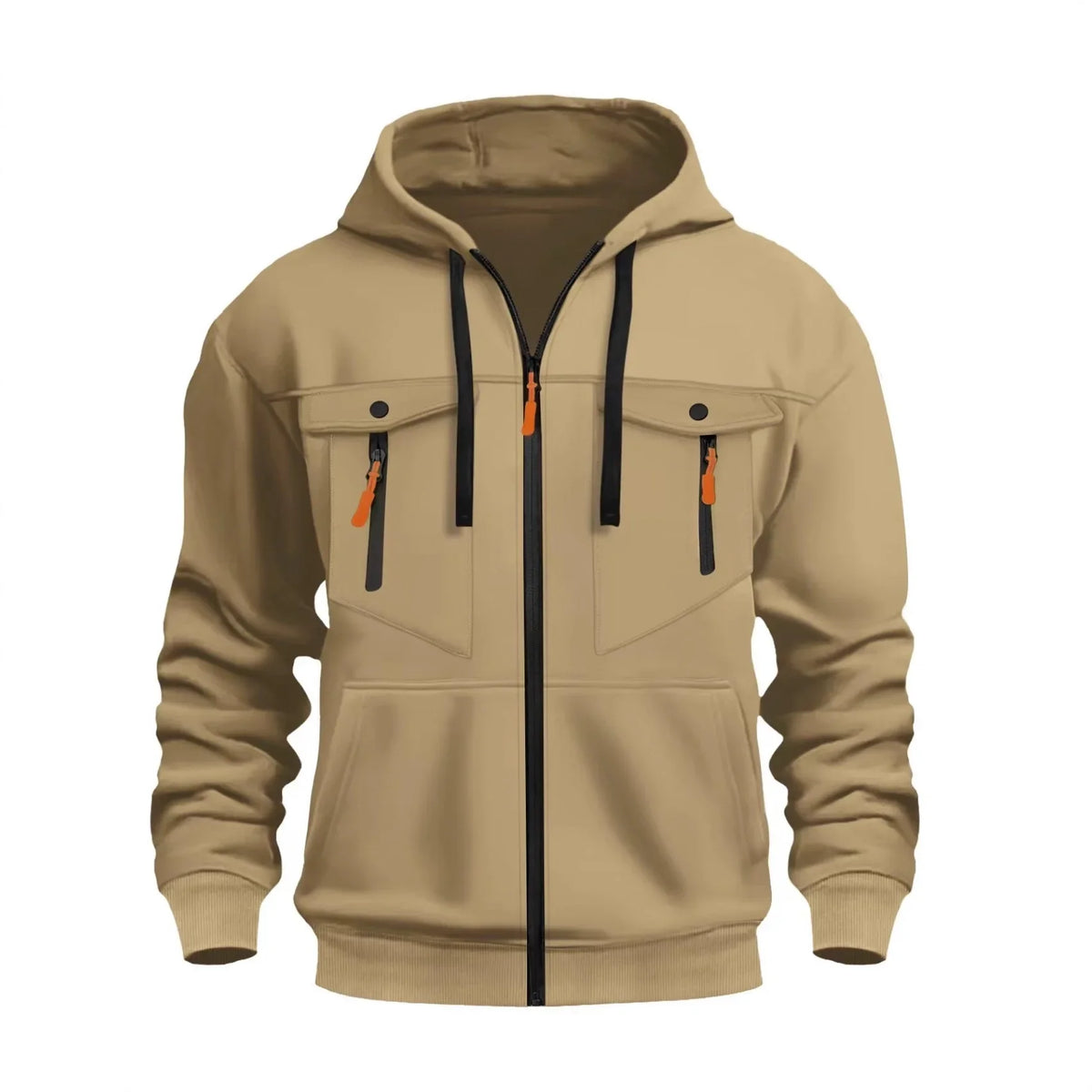 2026 Men's Casual Zipper Hoodie Fashionable Street Style Comfortable Loose Version Autumn/Winter Warm Hoodie Men's Clothing