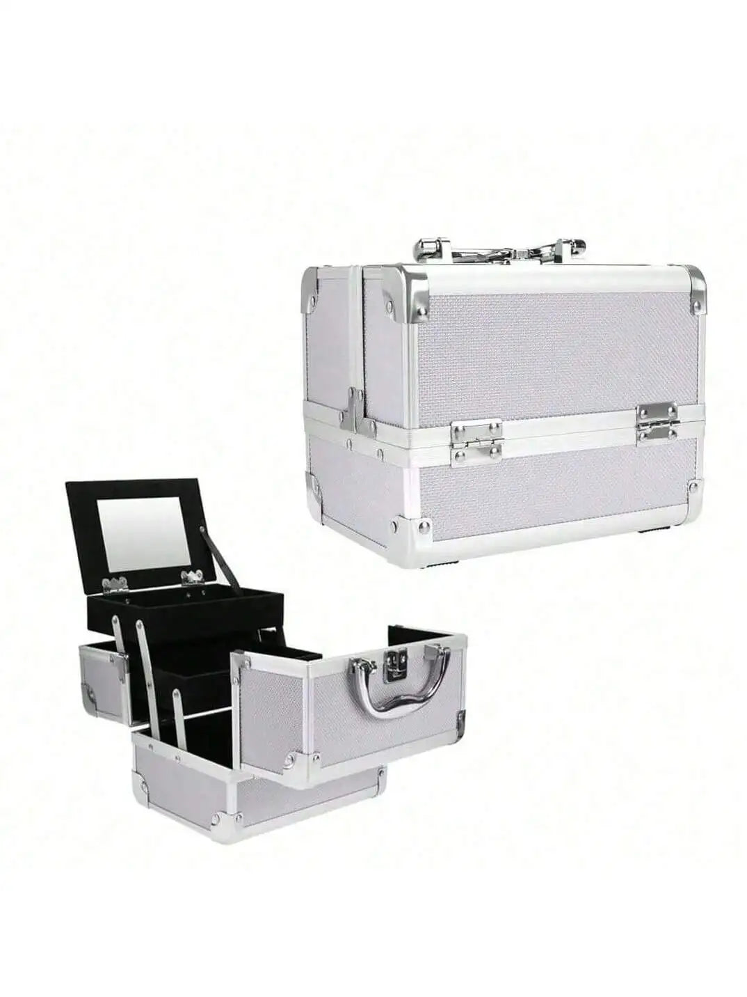 Portable Makeup Case with Lock & Mirror | Professional Cosmetic Organizer for Travel, Nail Tech & Aestheticians | Secure Storage