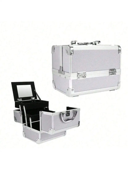 Portable Makeup Case with Lock & Mirror | Professional Cosmetic Organizer for Travel, Nail Tech & Aestheticians | Secure Storage