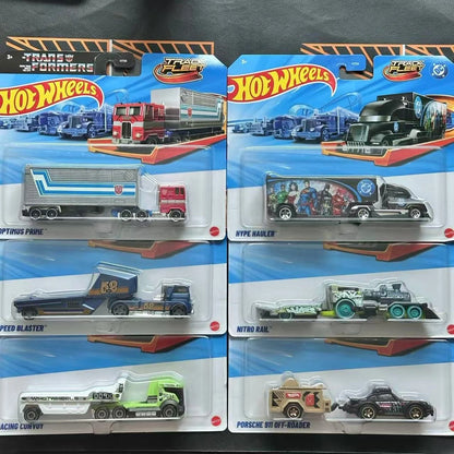 New Hot Wheels Transformers HYT56 Transformerstrack Fleet Optimus Prime Ultra Magnus Volvo 240 Drift 1/64diecast Car Model Toys