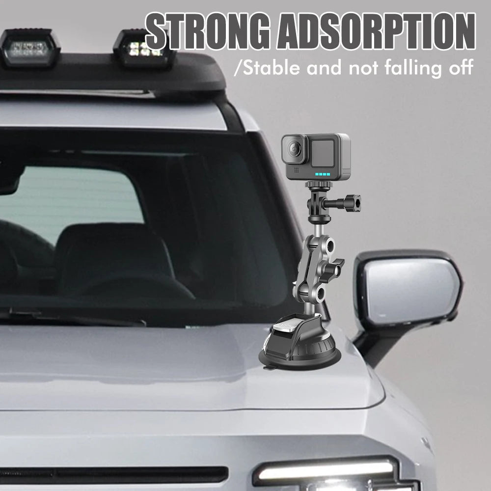 Car Suction Cup Phone Action Camera Holder 1/4 Inch Action Camera Dash Cam Phone Car Mount Suitable for DJI/Shadowstone Insta360