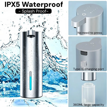 Stainless Steel Automatic Soap Dispenser USB Rechargeable Waterproof Smart Sensor Kitchen/Bathroom Foam/Liquid Soap Dispenser