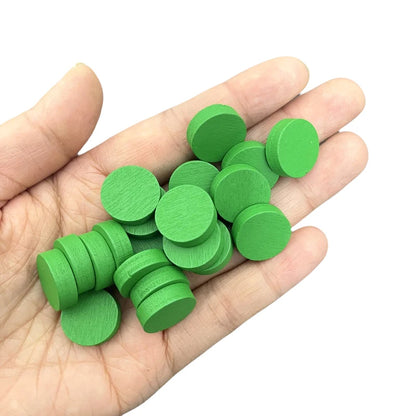 100PCS 15mm x 5mm Multi-Color Wooden Game Tokens,Pawn Discs Board Game Accessories for Educational Activities & Strategy Games