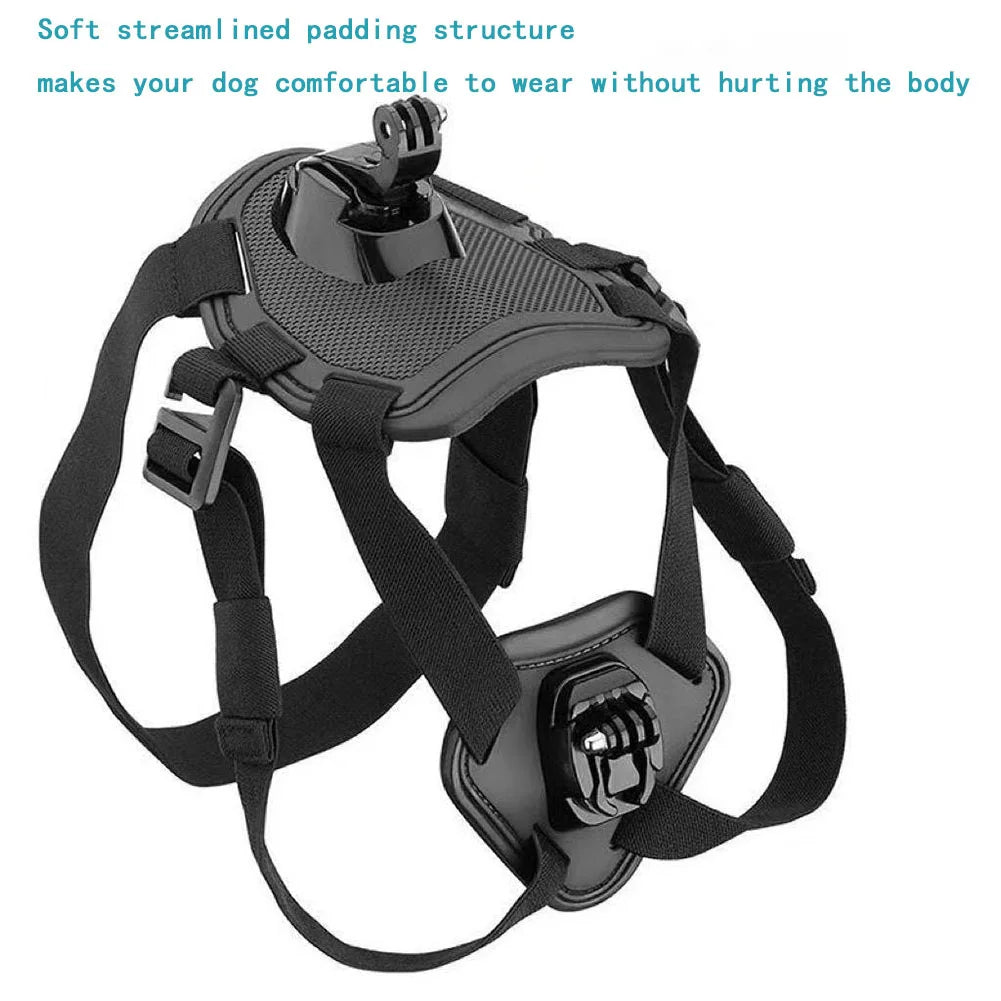 Pet Camera Harness Mount for Gopro Hero DJI OSMO Insta360 for Cats & Small Medium Large Dogs Adjustable Chest Back Holder