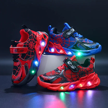 1-9-Year-Old Boys and Girls Breathable Mesh Sneakers in Spring and Autumn, MGO Youngsters LED Luminous Sneakers-Motion-Sensing F