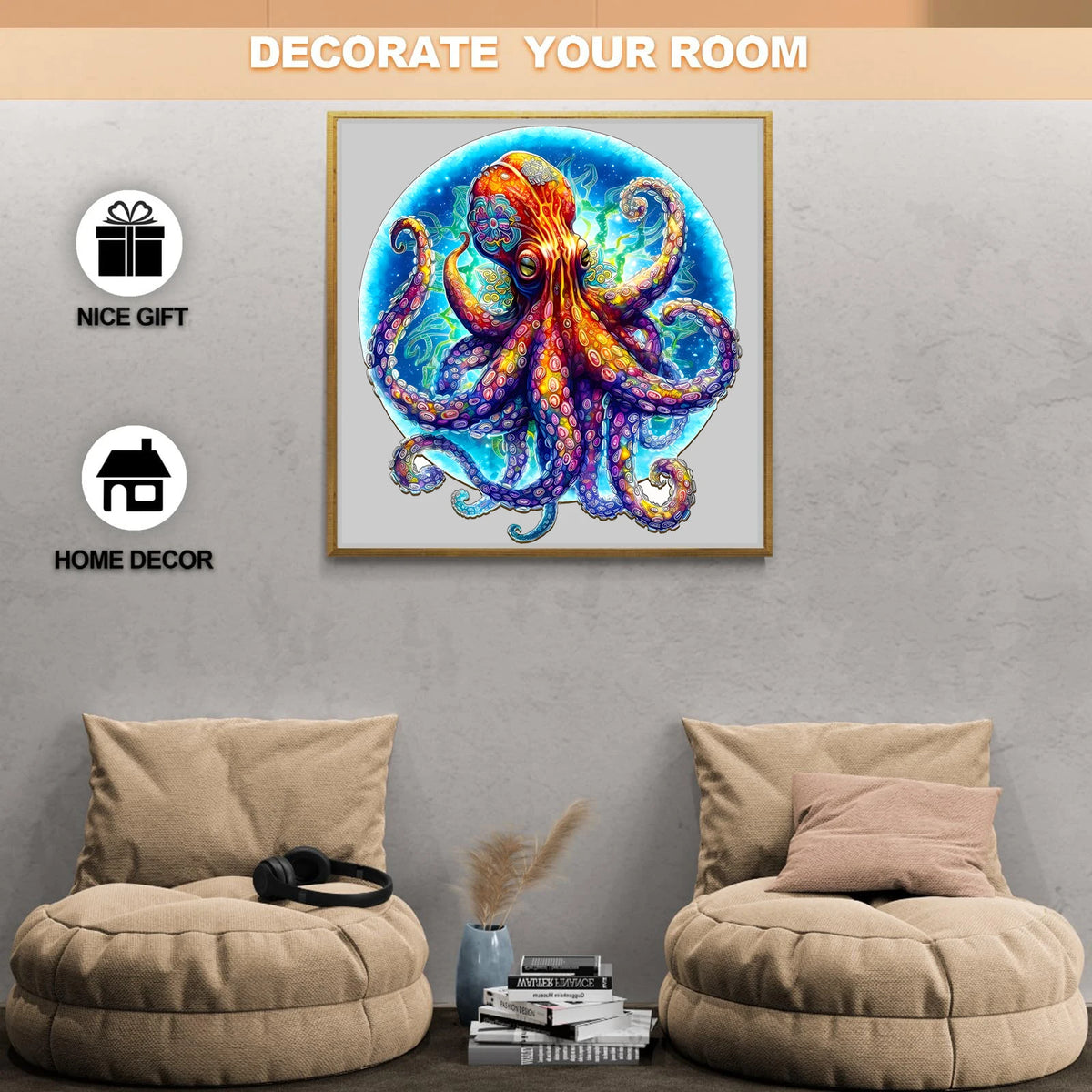 Giant Octopus Wooden Puzzle for Jigsaw Lover, Uniquely Stress Relieves Toys, Christmas Birthday Gift Decor Family Game