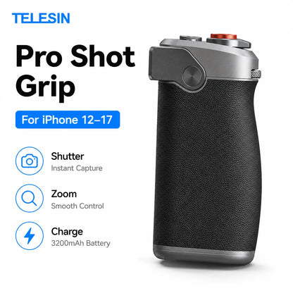 TELESIN Pro Shot Imaging Grip For iPhone 17 16 15 14 13 12 Magnetic Camera Grip Bluetooth Shutter Zoom Dial