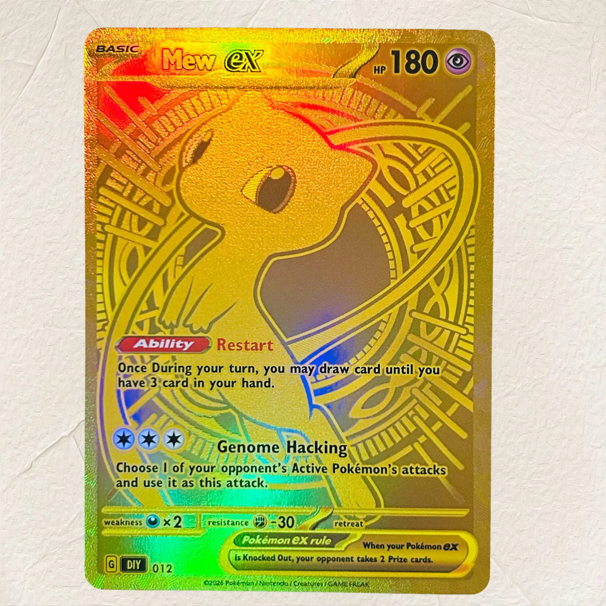 DIY Mew EX 012 Gold Foil Texture Cards English Version Collectible Grade Premium Anime Collection Cards