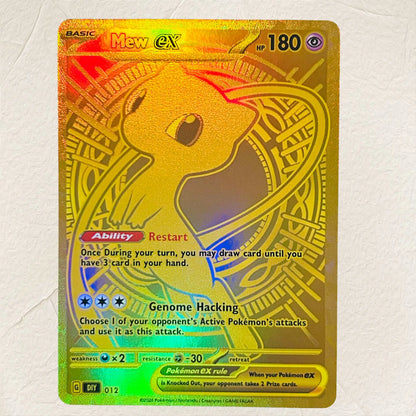 DIY Mew EX 012 Gold Foil Texture Cards English Version Collectible Grade Premium Anime Collection Cards