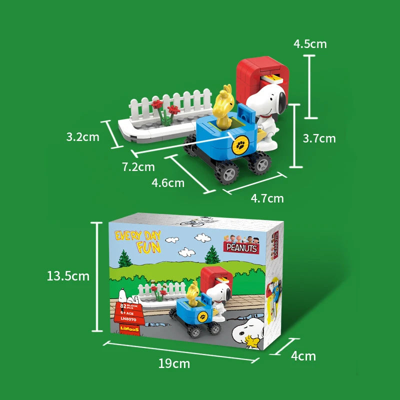 Snoopy Postman Dog Building Blocks DIY Assemble Puzzle Toy Educational Model Desktop Display Ornament Cartoon Figure For Fans