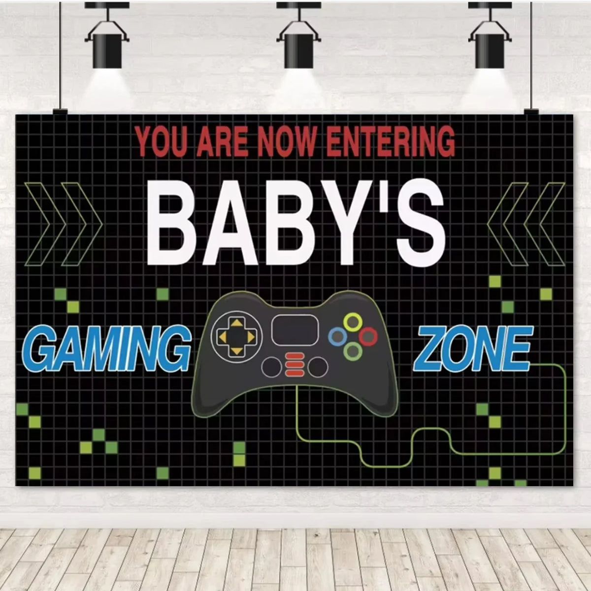 Game On Theme Video Gamer Kids Birthday Party Neon Green Gaming Next Level Up Background Baby Shower Decoration Supplies Props