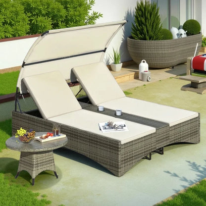 ABB  outdoor rattan bed round bed recliner Internet celebrity bed and breakfast garden hotel villa courtyard sofa