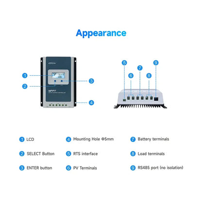 EPever MPPT 40A Tracer4210AN G3 Solar Charge Controller 12V 24V Auto Solar Panels Regulator Solar Battery Charger Tracer Series