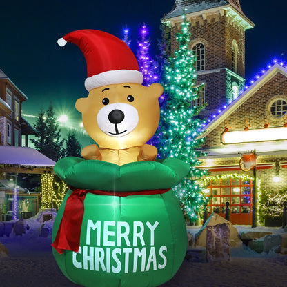 Christmas Inflatable Decorations - Gingerbread Man, Glowing Snowman, Branch Snowman, Gift Bag Snowman LED Light Lawn Decorations