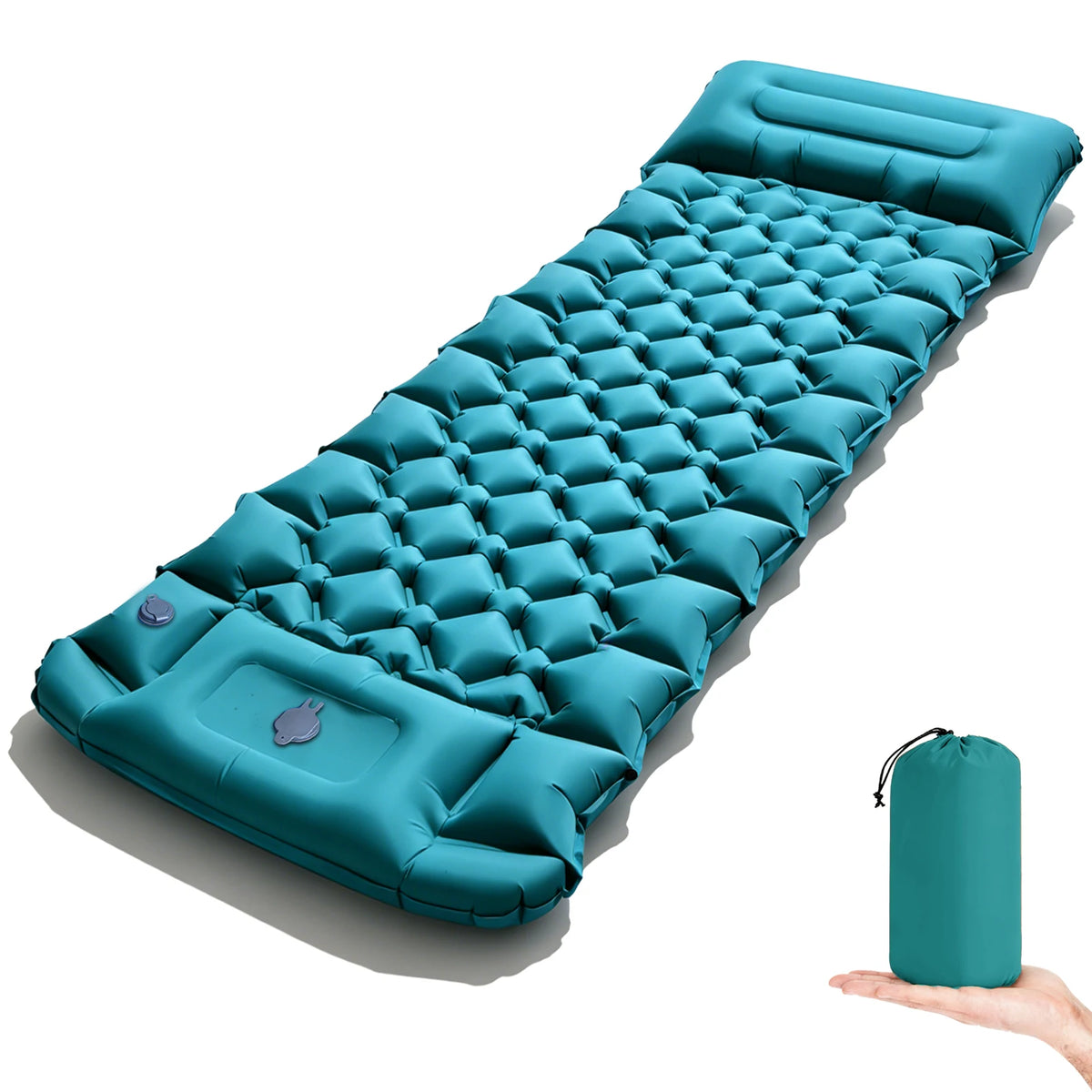 2026!Thicken Camping Mat Inflatable Mattress Sleeping Bed Tent Moisture-Proof Built-in Foot Pump Sleeping Pad with Pillow