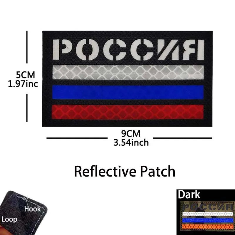 Russian Eagle Flag Emblem Russia Soldier,Knights Clothes Applique Embroidered Patch,Reflective Badges Military Tactical Stickers