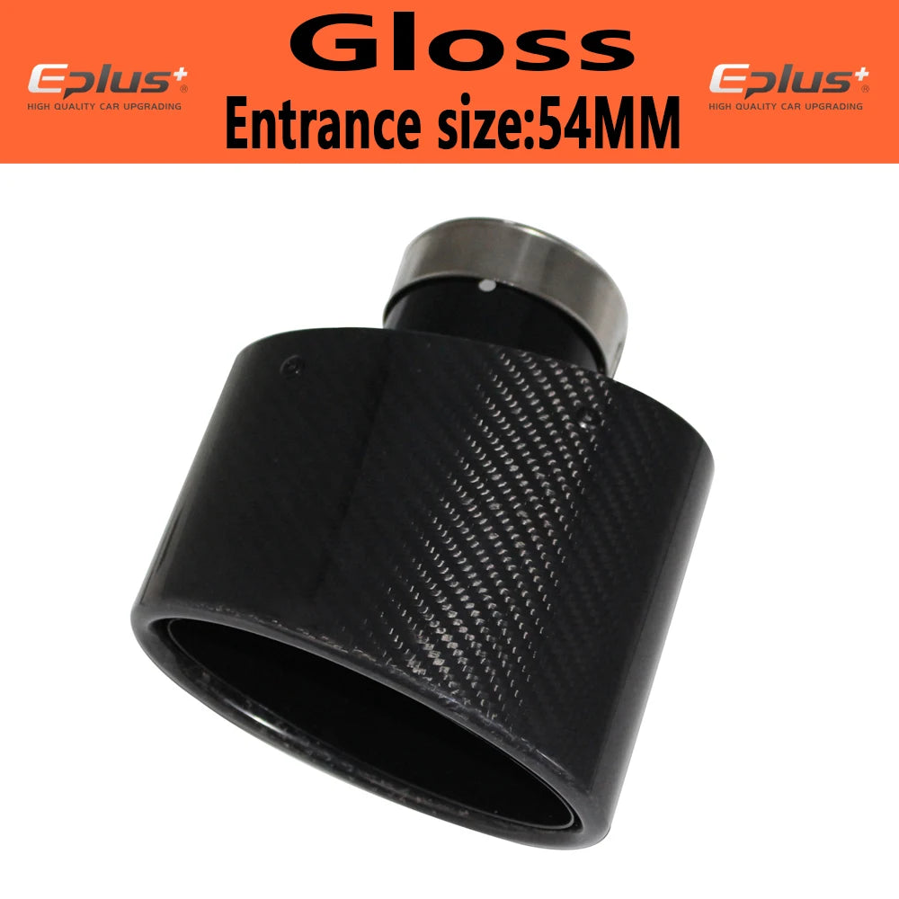 Oval Gloss Carbon Fiber Universal Car Mufflers Tip Exhaust Pipe Nozzle Decoration stainless steel Black silvery Tilting Left Rig