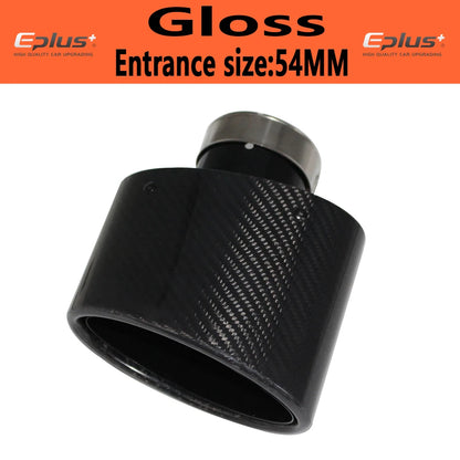 Oval Gloss Carbon Fiber Universal Car Mufflers Tip Exhaust Pipe Nozzle Decoration stainless steel Black silvery Tilting Left Rig