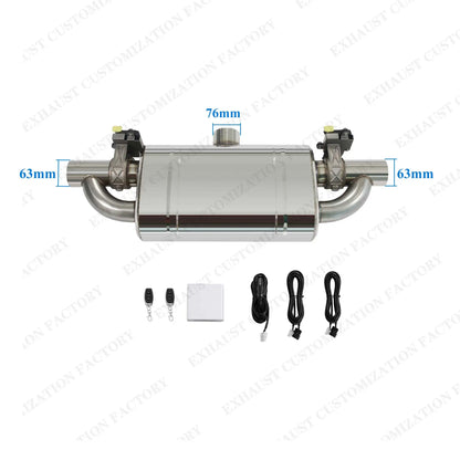 Universal Valved Muffler Kit Center In Dual Out Remote Controller Kit Performance Valved Muffler T Style Electronic Exhaust
