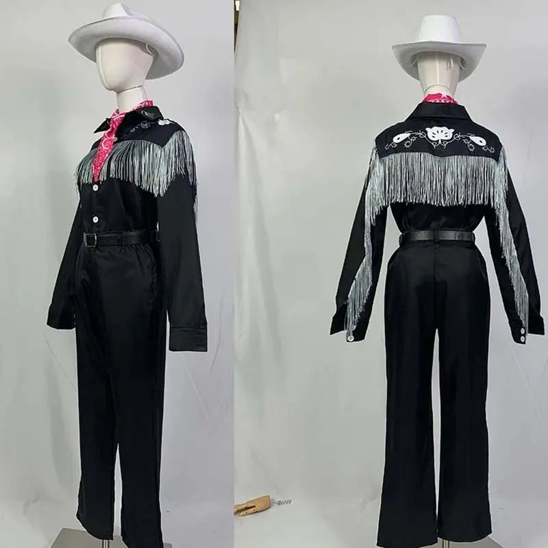 KEN Cosplay Costume with Hat Cowboy With Scarf Western Long Sleeve Fringe Shirt Halloween Cosplay For Mens B