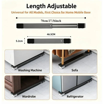2Pcs Adjustable Washing Machine Stand Mobile Roller Bracket Refrigerator Base Multi-functional Dryer Holder Non-slip Mount