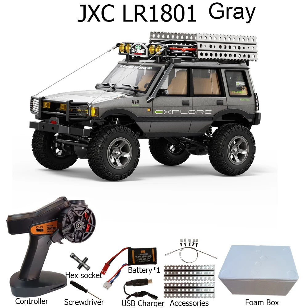 JXC LR1801 1/18  RC Car 4WD 2.4G Remote Control Car Full Proportion Dual Speed Simulation LED Climbing Off-road RC Toy As Gift