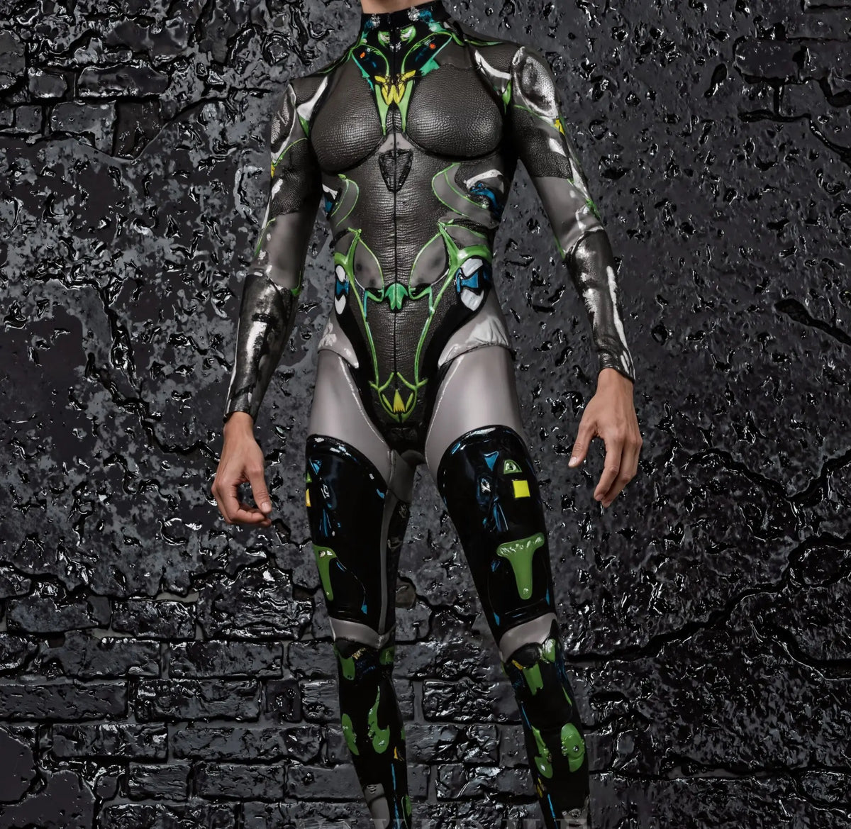 Men Halloween Cyber Punk Jumpsuit Adults Mechanical Cosplay Perfermence Bodysuit Carnival Party 3D Print Cycling Zentai