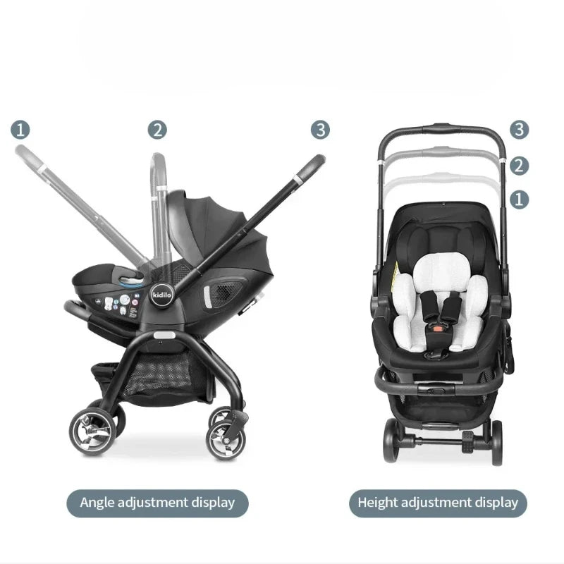3-in-1 Baby Stroller, Baby Safety Seat, Newborn Sleeping Basket, Portable with 5 Color Choices Suitable for Ages 0-3