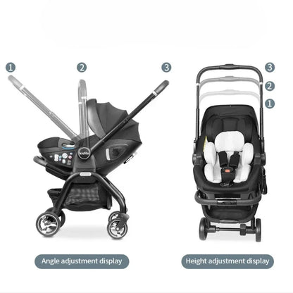 3-in-1 Baby Stroller, Baby Safety Seat, Newborn Sleeping Basket, Portable with 5 Color Choices Suitable for Ages 0-3