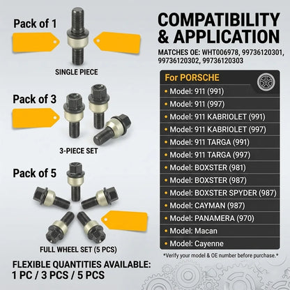 WHT006978 Wheel Lug Bolts For Porsche Cayenne Macan Panamera 911 997 991 Boxster Cayman M14x1.5 99736120301 99736120302