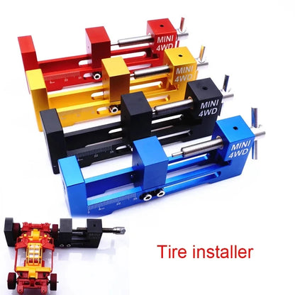 Aluminum Alloy 4WD Tire Installer Large/Small Bearing Top Rail Tyre Wheel Mounting Device Tool for RC Tamiya Mini 4WD RacingCar