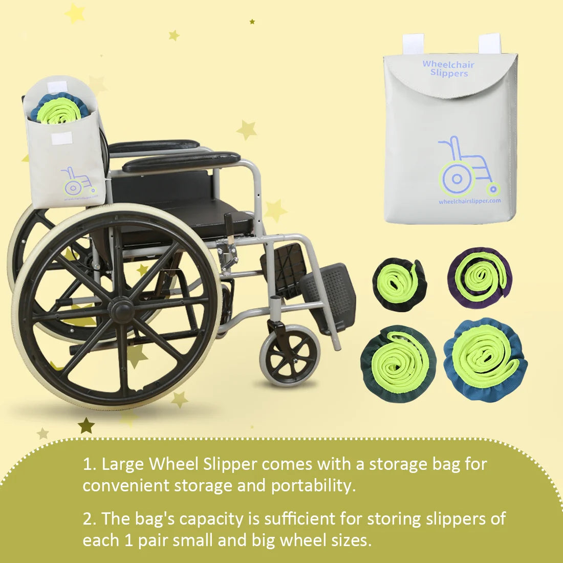 Ehucon Wear-Resistant Wheelchair Slippers Wheelchair Accessories Tire Cover to Protect Floor Carpet,Multiple Sizes Wheel Cover