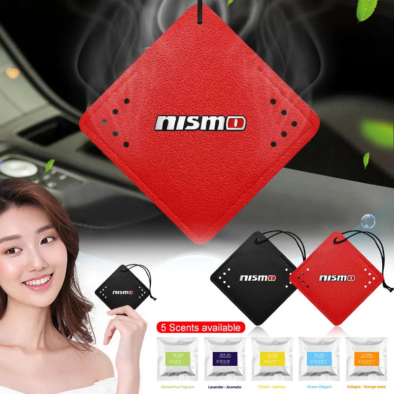 For Nismo Nissan Juke Tiida Teana GTR 350Z 370Z 240SX Car Aromatherapy Diffuser Necklace Fresh Air Suede Pendant 6 Scents