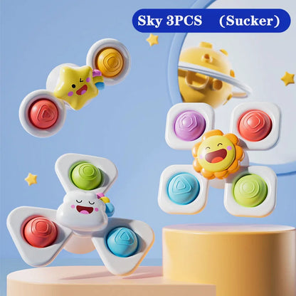 Suction Cup Spinning Cartoon Animal、Insects Spinner Toys Baby High Chair Window Gyro Stress Reliever Kids Bath Toys Gift