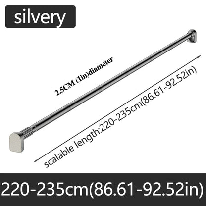 Adjustable Stainless Steel Shower Curtain Rod Clothes Drying Rack No-Drill Telescopic Pole for Laundry Room Bathroom