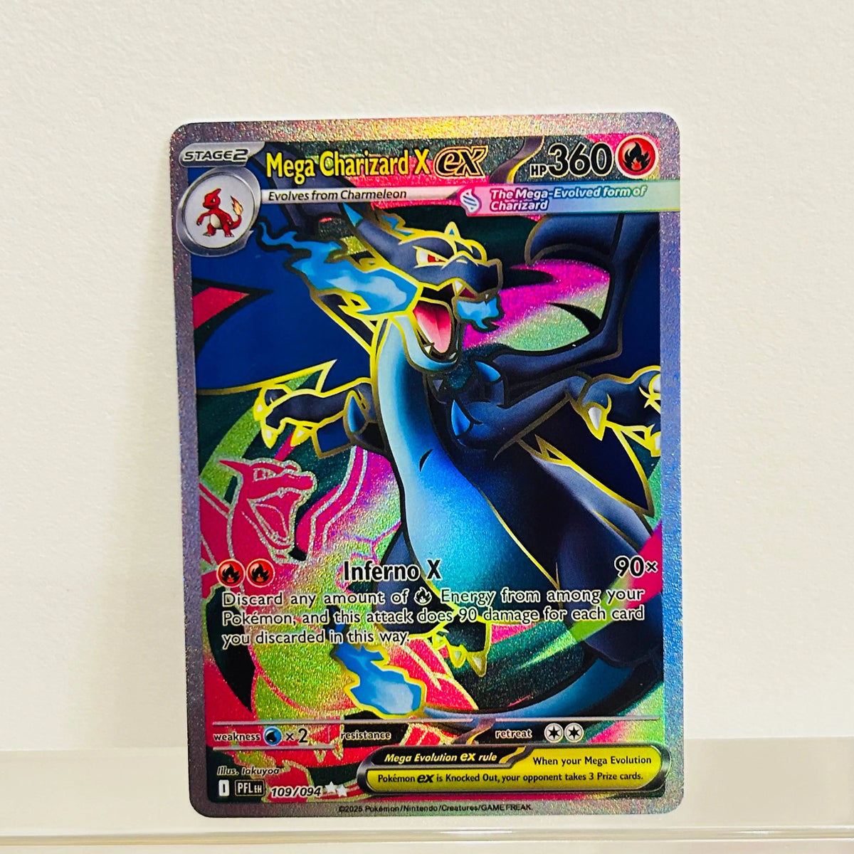 Mega Charizard X ex Full Art Holo DIY Textured Premium Anime Collectible Card