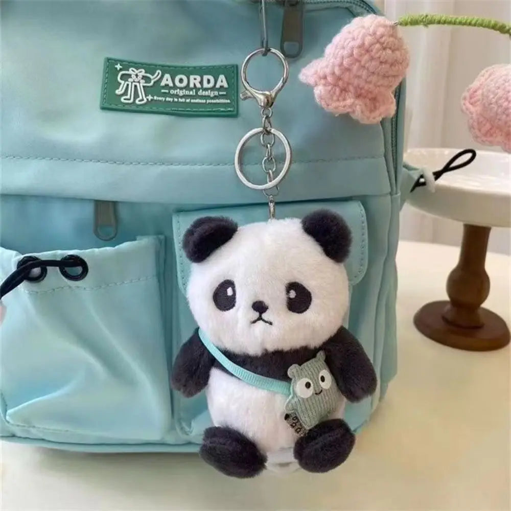 Plush Animal Keychains Cute Panda Doll Keyrings Creative Car Keys Accessories Couple Keychains Bag Kawaii Pendant Charms