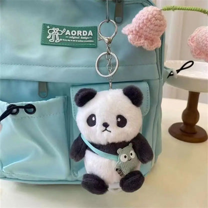 Plush Animal Keychains Cute Panda Doll Keyrings Creative Car Keys Accessories Couple Keychains Bag Kawaii Pendant Charms