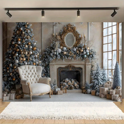Christmas Glitter Photography Backdrop Street Xmas Gifts Pine Tree Family Portrait Festival Party Studio Photo Background Banner