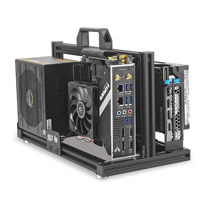 METALFISH ITX A4 Aluminum Open Frame Case, Vertical GPU, 240mm Cooler, Mini-ITX Compatible, DIY Gaming PC